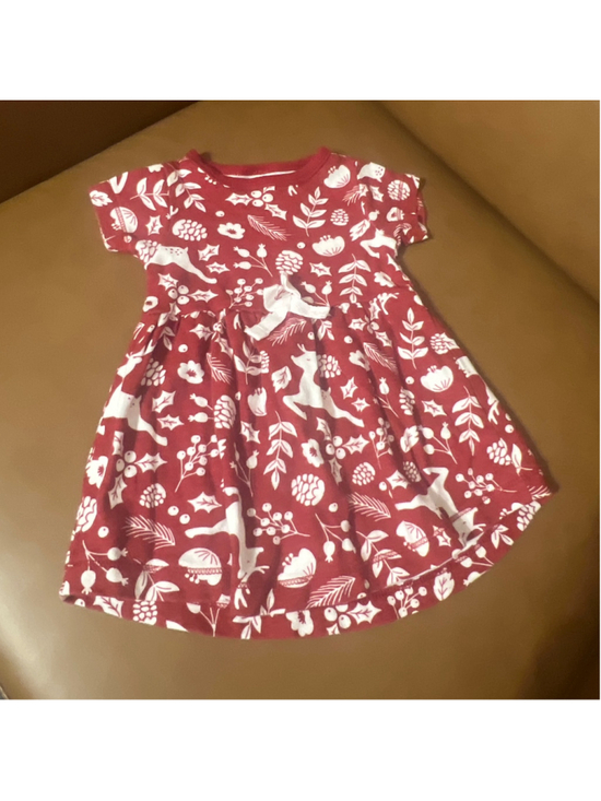 Touched by Nature Other - Baby Touched by Nature Red White Deer Print Casual Dress 3-6 Months